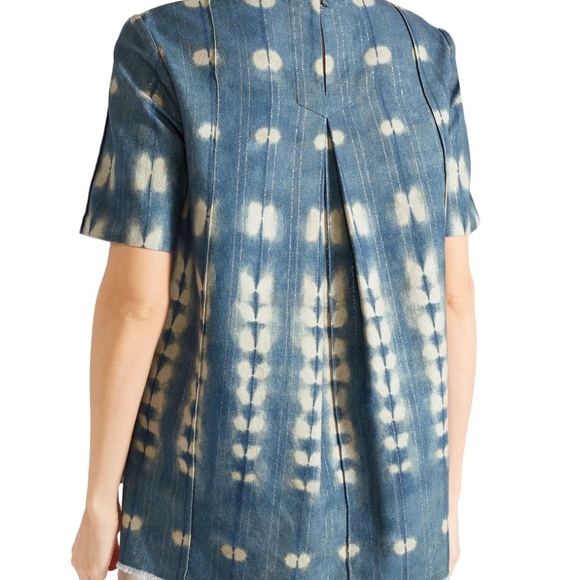 Adam Lippes Metallic Tie-Dyed Denim Top shibori - Picture 3 of 8